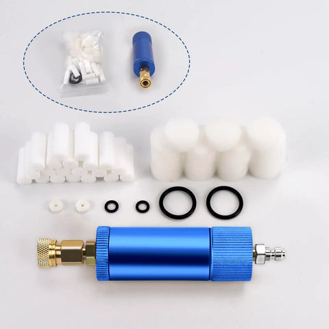 Blue Aluminum Alloy Air Filter Water Oil Separator with quick connects, filters, gaskets, and seals for high pressure compressors