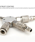 Three Way Air Splitter And Pneumatic Fitting In Aluminum Alloy With One Quarter Inch NPT Male Thread Rust Resistant 3 Way Manifold