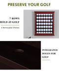 7 Shelf Golf Ball Display Case With Solid Pine Wood And Lockable Glass Door UV Protected To Prevent Fading Holds Up To 49 Golf Balls