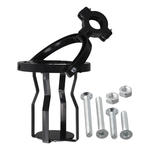 Self Leveling Cup Holder With Gyroscopic Anti Spill Guard, 60 Degree Rotating Clamp for Motorcycle Truck Tractor Scooter, Black holder and mounting hardware