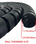 Close-up of Spiral Wrap Cable Protector For Large Diameter Hoses And Cables, 2.0 Inch Outer Diameter, showing measurements