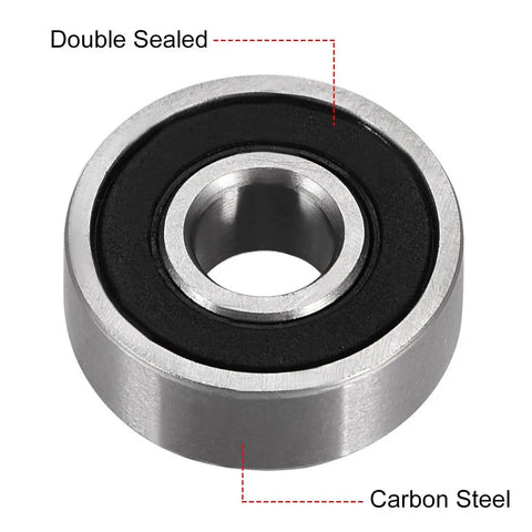 Double Sealed Deep Groove Ball Bearing 606-2RS 6x17x6 mm High Carbon Steel Z1 Bearings ABEC 1 P0 front view