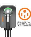 HomeFlex Level 2 EV Charger For Tesla Models 3, S, X, Y Wall Mount 240V NEMA 14-50 Plug NACS Compatible with smart app control