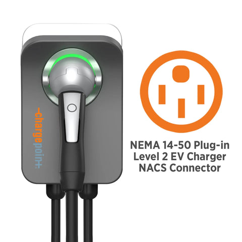 HomeFlex Level 2 EV Charger For Tesla Models 3, S, X, Y Wall Mount 240V NEMA 14-50 Plug NACS Compatible with smart app control