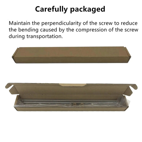 Packaging of Two Pack 400mm TR8X2 Lead Screws With T8 Brass Nut For 3D Printer Z Axis Acme Thread 2mm Pitch 1 Start 2mm Lead Stainless Steel 304 Rods