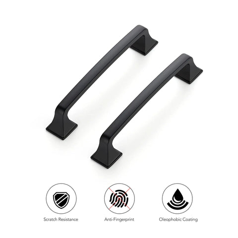 Solid 5 Inch Square Arch Cabinet Pulls Matte Black 30 Pack Center To Center 5 Inches with scratch resistance icons
