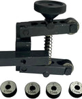 Heavy Duty Knurling Tool Set for Lathe Machine with 2 Inch Capacity 50 mm Hardened Diamond Pitch Wheels Three Pairs Left and Right Hand 0.5mm 1.0mm 1.5mm Shank 12mm Spring Clamp, featuring close-up of the spring clamp and knurls.
