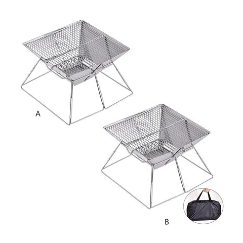 Ultra Lightweight Portable Folding Camping Grill with Handy BBQ Tool Set for outdoor cooking and black carrying bag
