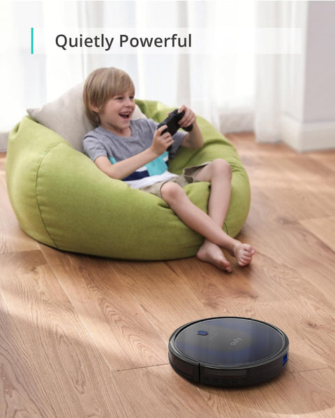 Certified Refurbished BoostIQ RoboVac 11S MAX Robot Vacuum Cleaner with Ultra Thin Body operating on hardwood floor