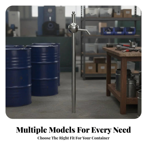 304 Stainless Steel Manual Drum Pump Hand Operated Oil Extractor Transfer With Side Outlet For Clean Focused Extraction From Barrels And Tanks In Farm Sheds Or Machinery Barns Bowl Shape Design