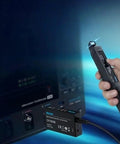 High Frequency AC DC Current Probe For Scope Testing With 50Mhz Bandwidth and Quick Swap 5A Or 30A Ranges connected to equipment.