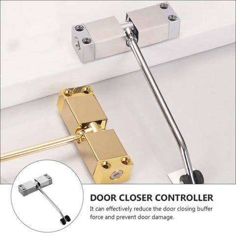 Automatic Home Door Closer With Durable Aluminum Alloy And Cold Rolled Steel Build, silver finish side view