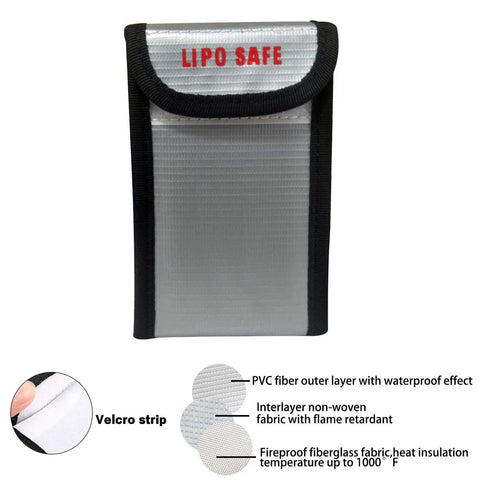 4 Pack LiPo Battery Safe Bag Fireproof Storage Pouch for RC Batteries Explosion Proof Flame Retardant Glass Fiber 90x55x140mm