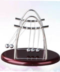 Large Newton Cradle Pendulum Desktop Physics Toy For Home Office Use Five Ball Demonstration on a wooden base