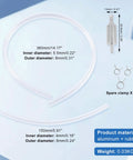 Four Pack Brake Bleeder Hose Kit With One Way Check Valves, Metal Clips And Soft Tubes dimensions and components displayed