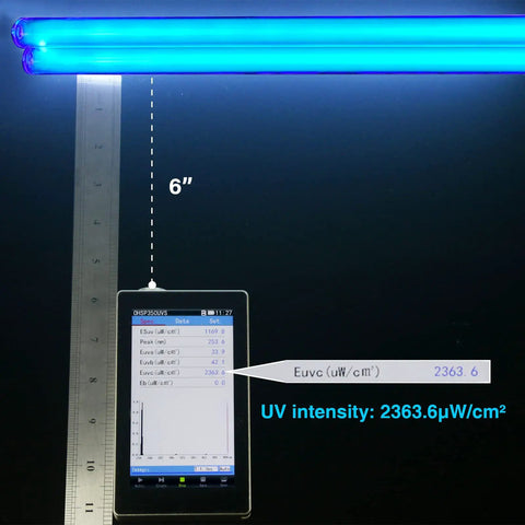 36W HVAC UVC Light Sanitizer For Whole House Air Purifier In Ducts 253.7nm Ozone Free 110V lamp measuring 6 inches