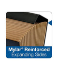 Mylar reinforced expanding sides of Heavy Duty Legal Size File Organizer Box With 19 Deep Pockets And Reinforced Mylar Gussets For Top Shelf Desktop Organization