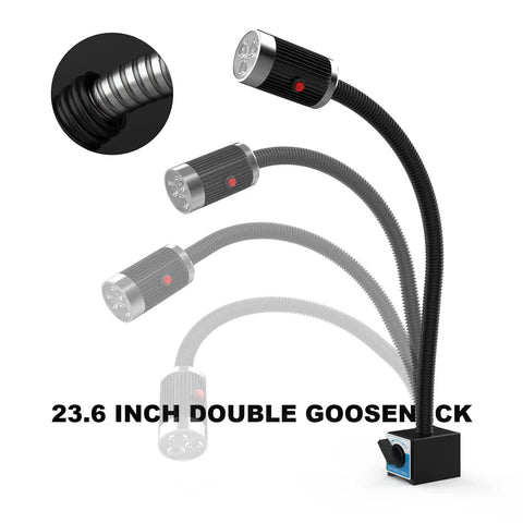 Magnetic LED Work Light With 1080 Lumens 9W 120V Heavy Duty Magnetic Base 23 Inch Flexible Gooseneck Lamp for precise lighting