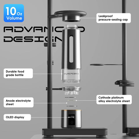 Hydrogen Water Bottle Generator With 8100 PPB Molecular Hydrogen Portable Electrolysis Bottle; 10 oz, advanced design.