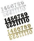 Easy Diy Clock Numeral Kit Three Sets Replacement Dial Numbers For Wall Clocks With Arabic Numerals Measuring 5.23 By 2.28 Inches In Black Silver And Gold For Quick Repair And Stylish Home Decor showing black, silver, and gold numeral sets.
