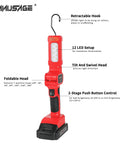 Cordless Three Eighth Inch Ratchet Wrench Workhorse For Tough Jobs with retractable hook and LED setup, red design