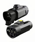 Hella Durable EV Charging Adapter NACS To IEC 62196 Type 2 Connector showing detailed plug design and connection ports.
