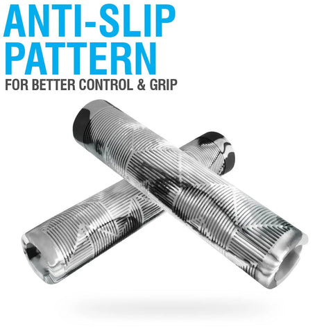Grippy Flangeless Handlebar Grips For Flat Straight Bars And Scooters With 140 mm Non Slip Grip featuring anti-slip pattern