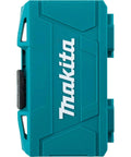 Makita E-01644 60-piece impact bit set in teal case, side view