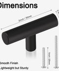 50 Pack Black Cabinet Knobs For Drawers And Doors 2 Inch Stainless Steel Handles And Pulls Durable Hardware Kit For Kitchen Dresser Bedroom Cabinets Includes Variety Screws For Easy Install, dimensions shown with screws