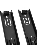 Close-up of Heavy Duty Drawer Slide Set, 3-Section Black, 100 Lb Load Capacity, 16 Inch, metal slides for smooth glide