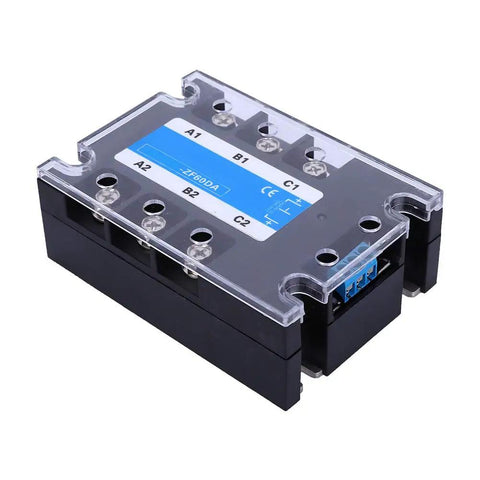 Solid State Relay SSR For DC To AC Control Systems, Industrial Electrical Accessory With Flame Retardant Transparent Shell, Durable, Safe And Easy Mounting For Control Cabinets And Equipment Installations For Technicians, top view