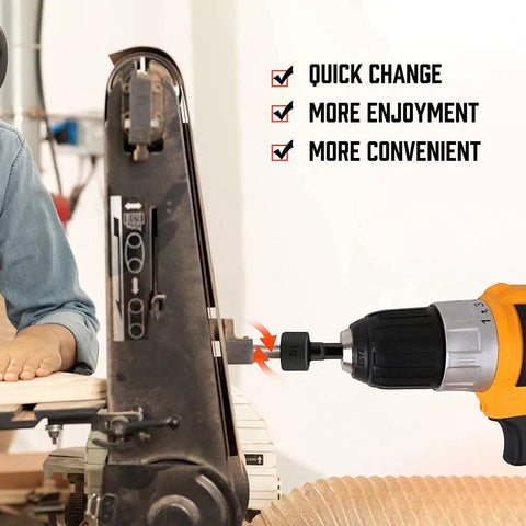 22 Piece Power Nut Driver Set For Impact Drill SAE And Metric Bits One Quarter Inch Hex Driver Keys in action on drill