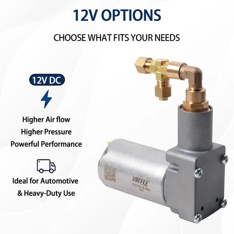 Dc Air Suspension Compressor Pump, Compact Low Profile Design With Brass Quick Connect Fittings, Delivers High Pressure Over 145 Psi For Air Ride Seats, Rv, Truck And Forklift Industrial Use Easy Install