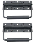 Heavy Duty Folding Spring Handle 125x81mm Black Steel Case Handle For Props Boxes And Tool Boxes 2 Pack with Rubberized Grip
