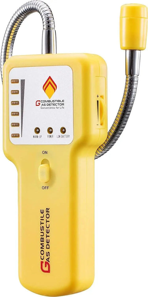 Gas Leak Detector Portable Sniffer For Propane Methane LPG LNG Fuel And Sewer Gas With 12 Inch Flexible Probe, yellow device
