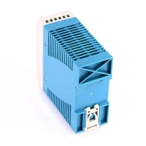 DIN Rail Power Supply 60 Watt 24 Volt 2.5 Amp Switching Regulator blue compact design with ventilation for PLC panels