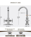 Brushed Nickel Vanity Faucet With 4 Inch Centerset Or Single Hole Setup dimensions and installation guide.