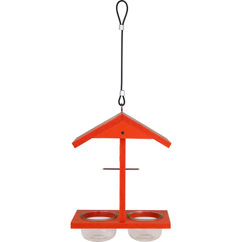 Durable Recycled Plastic Citrus Sampler Oriole Bird Feeder With Dual Sided Feeding 2 Removable Glass Dishes And Fruit Spikes.