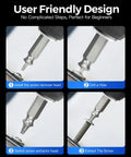 Step-by-step use of Damaged Screw Extractor Set For Stripped Screws And Bolts showing installation and extraction process