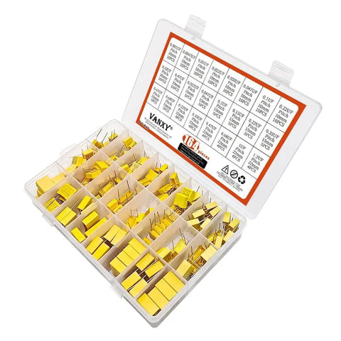 24 Value Safety Capacitor Kit For DIY Nerds With 164 Pieces MKP Film Capacitors For 275VAC Quick Access Plastic Case With Sticker Labels