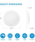 Diagram showing dimensions of 4 Inch LED Disk Light Dimmable Flush Mount Ceiling Light 10.5W 650 Lumens 3000K Warm White