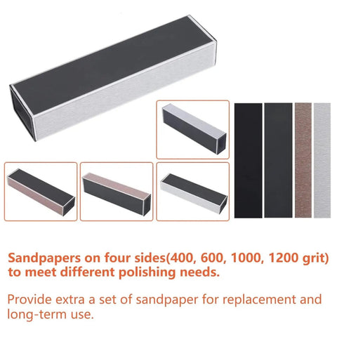 17Pcs Guitar Fret Repair Kit With crowning file rubber hammer leveling beam featuring multi-grit sandpaper block tool.