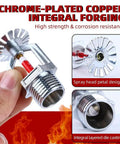 Straight Up Heavy Duty Six Pack Copper Chrome Fire Sprinkler Heads 1/2 Inch NPT Pendent Style Automatic K80 with detailed spray head design.