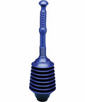 Heavy Duty Toilet Plunger With Long Poly Handle And Six Inch Rubber Cup For Knocking Out Stubborn Clogs Without Any Splash Mess Pro Grade Home Drain Clearing Bad To The Bone Tool, blue rubber cup and textured handle