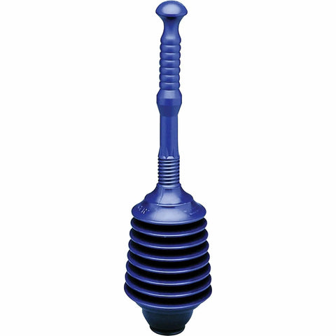 Heavy Duty Toilet Plunger With Long Poly Handle And Six Inch Rubber Cup For Knocking Out Stubborn Clogs Without Any Splash Mess Pro Grade Home Drain Clearing Bad To The Bone Tool, blue rubber cup and textured handle