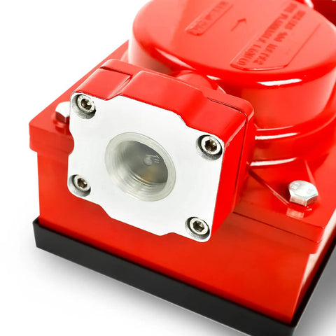 Close-up view of 1.5 Inch Aluminum Mechanical Fuel Flow Meter FM-40 Series with durable aluminum body for diesel and kerosene transfer.