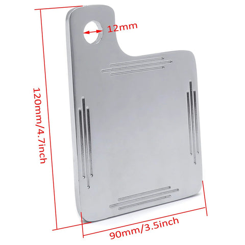 HASkulle chrome motorcycle license plate back plate with 12mm mounting hole, 120x90mm