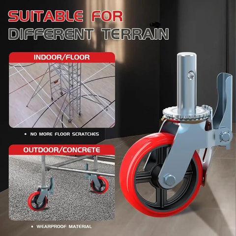Badass Heavy Duty Eight Inch Scaffolding Caster Wheels Set Of Four featuring 360 degree swivel rollers for indoor and outdoor use.