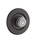 Moen Chateau Shower Trim Kit For Single Handle Valve With Matte Black Finish No Brainer Pull On Push Off Knob Compatible With 1220 And 1225 Cartridges Clear Hot Cold Labels On Knob And Escutcheon Includes Escutcheon Plate Cartridge Not Included. matte black shower trim with clear knob and H/C labels
