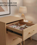 Low-Profile 10-Inch Full Extension Ball Bearing Drawer Slides For Nightstands And Vanities, open drawer in bedroom vanity